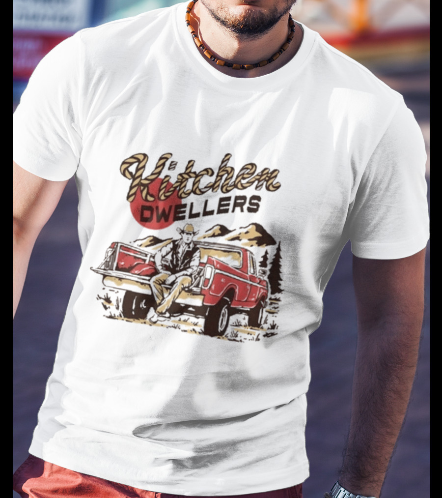 Kitchen Dwellers Swipe 4 All Tour Cowboy On Truck Mountain Scene T-Shirt