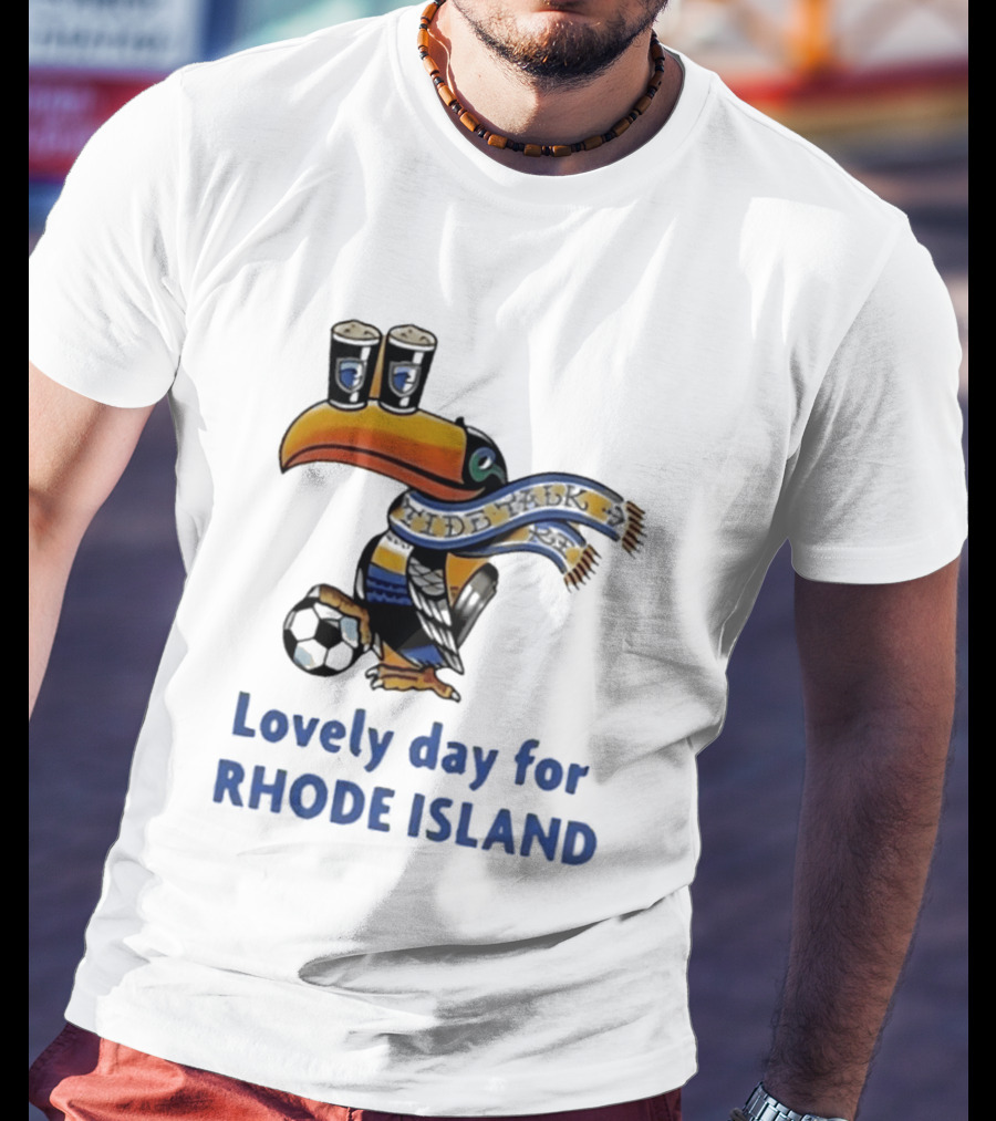 Lovely Day For Rhode Island Toucan With Soccer Ball And Beers T-Shirt