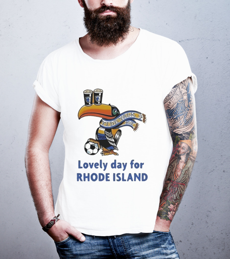 Lovely Day For Rhode Island Toucan With Soccer Ball And Beers T-Shirt