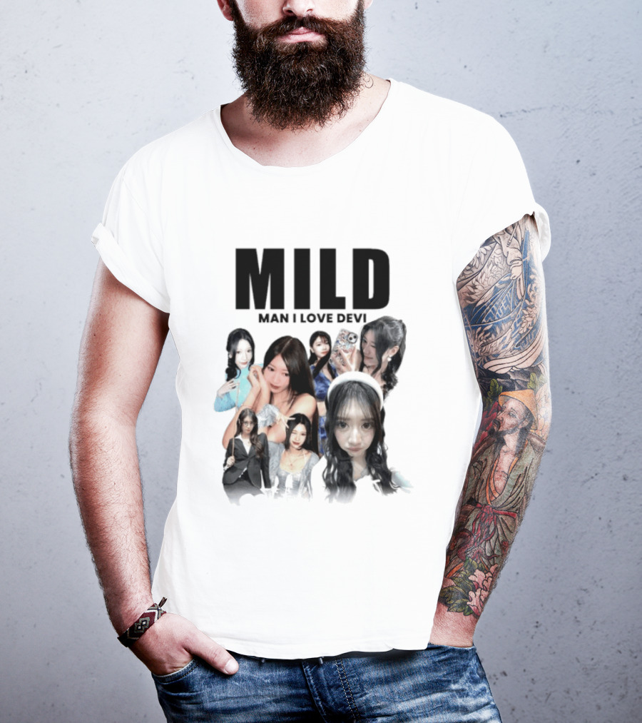 Mild Man I Love Devi Multi Portrait Collage T-Shirt