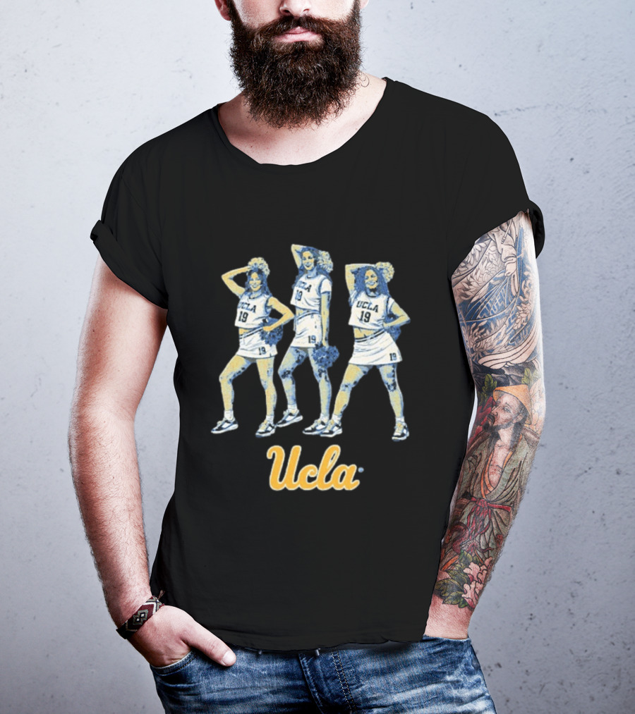 UCLA Women's Basketball Cheerleaders Blue 19 Uniform Pom Pom T-Shirt
