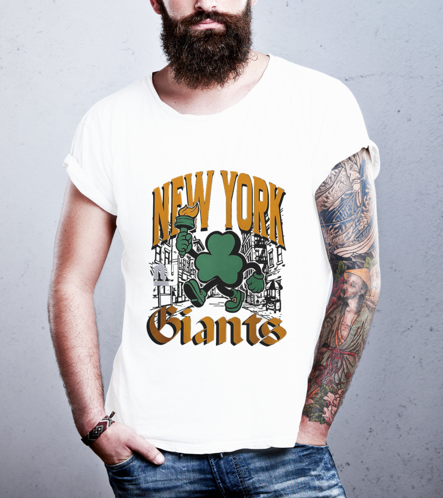 New York Giants St. Patrick's Day 2026 Shamrock Torch Running T-Shirt