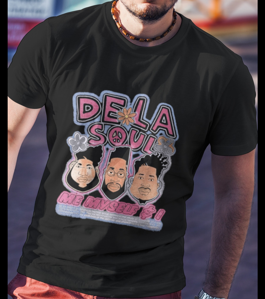 De La Soul Me Myself And I Iconic Hip Hop Logo With Peace Flower T-Shirt