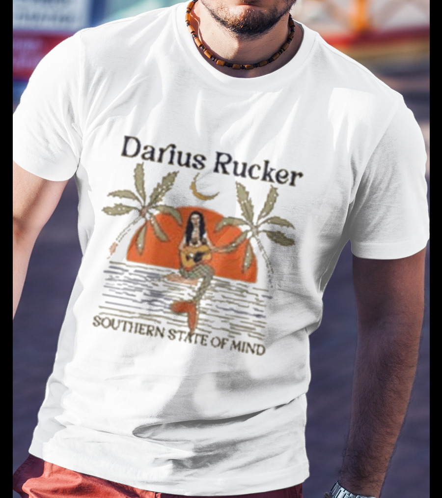 Darius Rucker Southern State Of Mind Mermaid Palm Trees Sunset Scene T-Shirt