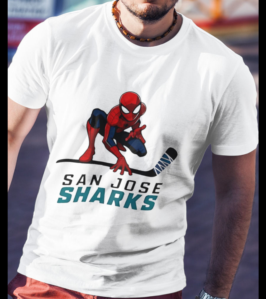 Spider Man San Jose Sharks Hockey Collaboration T-Shirt