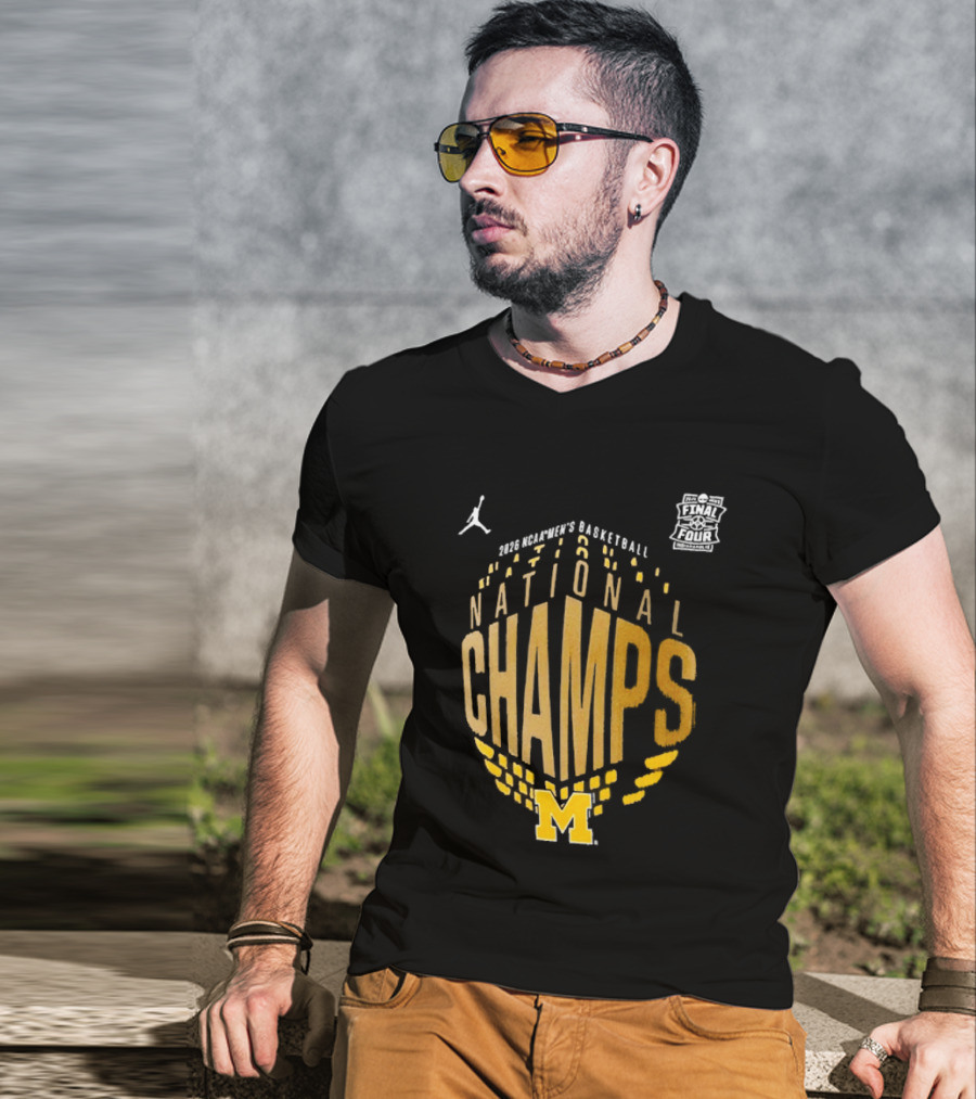 2026 Michigan Wolverines Men's Basketball National Champs Locker Room T-Shirt
