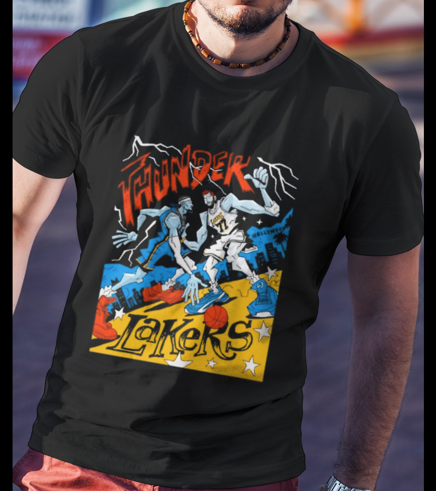 Shai Gilgeous Alexander Thunder Vs Luka Doncic Lakers MVP Cartoon Showdown T-Shirt