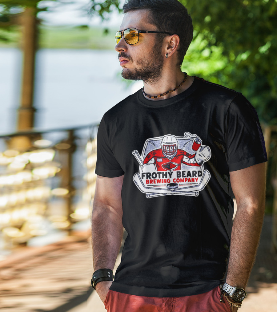 South Carolina Stingrays Frothy Beard Brewing Company Goalie Hockey T-Shirt
