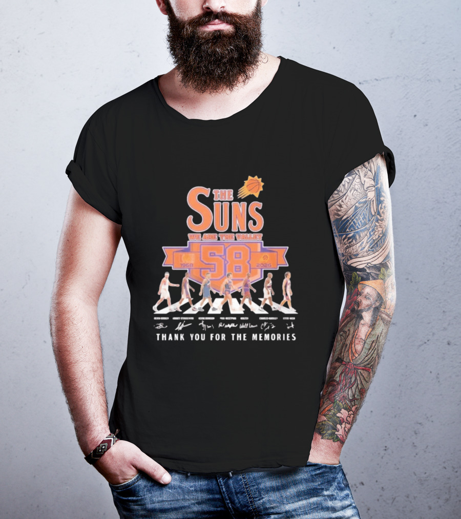 Phoenix Suns We Are The Valley 58th Anniversary 1968 2026 Abbey Road Basketball Thank You For The Memories T-Shirt