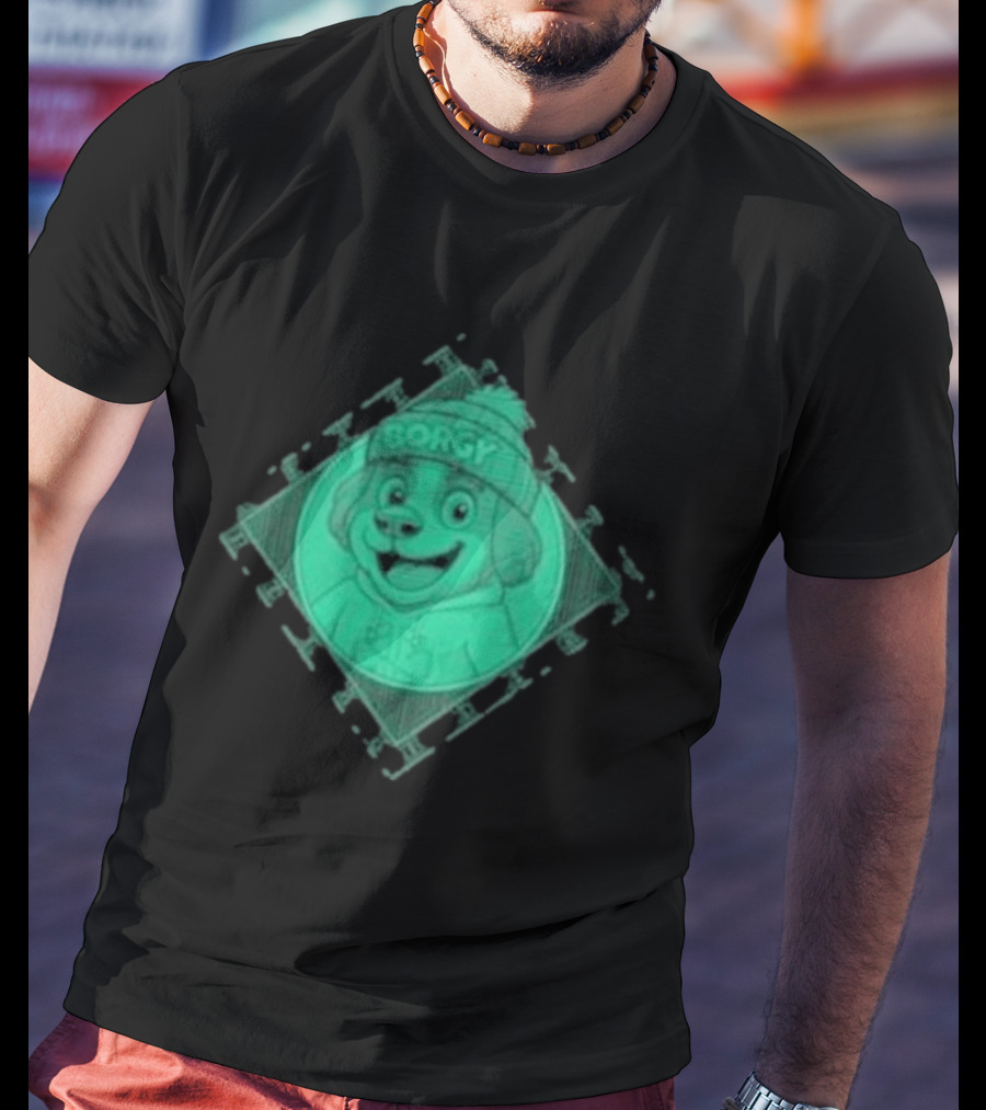 Borgy Borgy Greenlines Puzzle Dog With Beanie T-Shirt