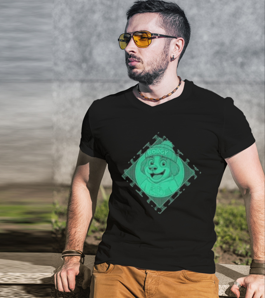 Borgy Borgy Greenlines Puzzle Dog With Beanie T-Shirt