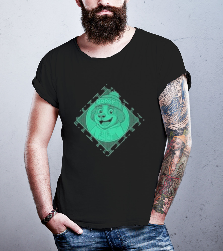 Borgy Borgy Greenlines Puzzle Dog With Beanie T-Shirt