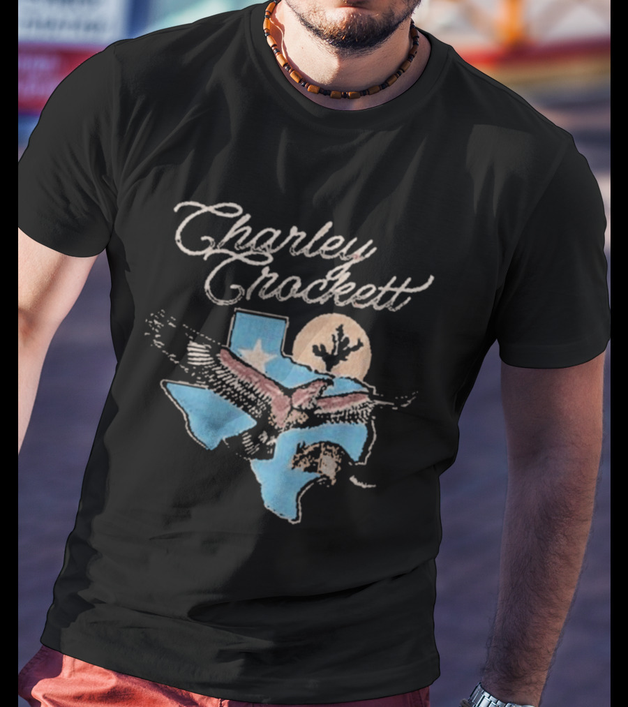 Charley Crockett Texas Hawk Lone Star Map Blue Sky Bird T-Shirt