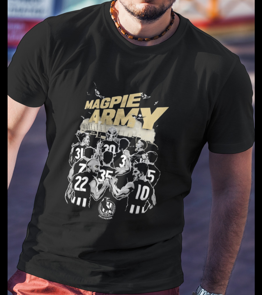 Collingwood Magpie Army Adults Team Players Huddle Football Fans T-Shirt