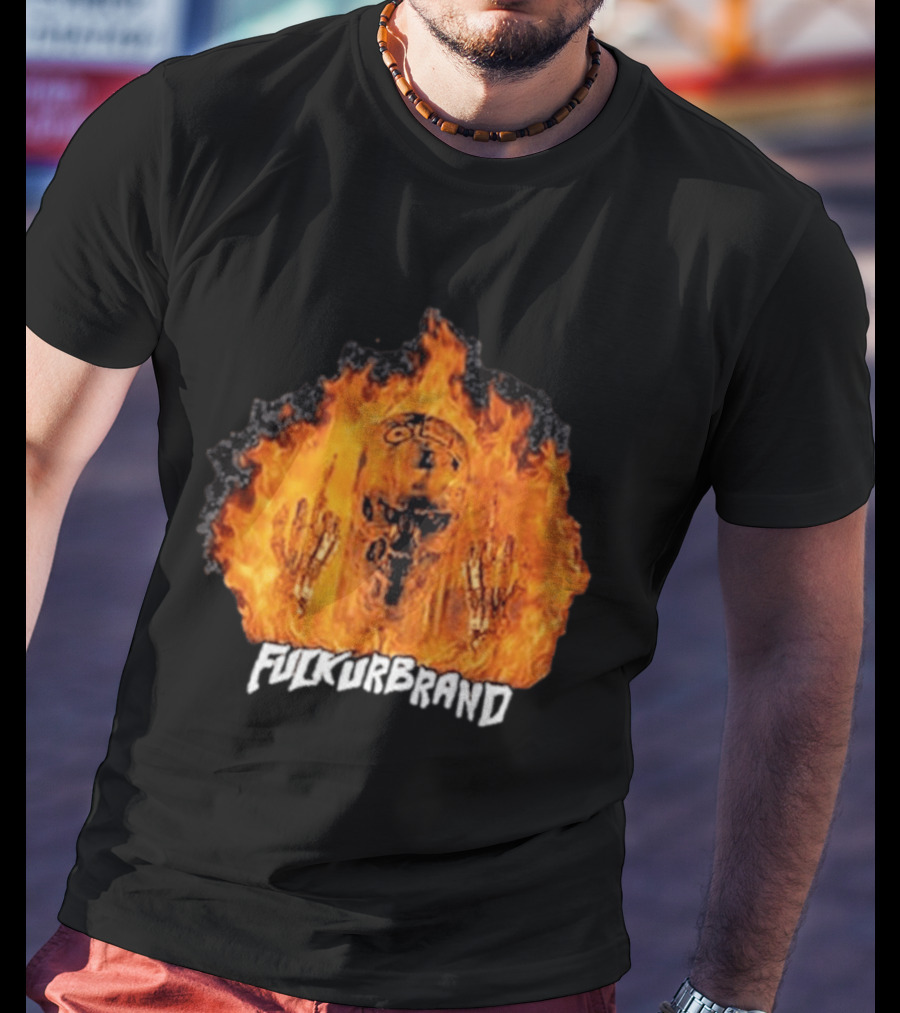 Terminator Skull Flaming Middle Finger Fuck Your Brand T-Shirt