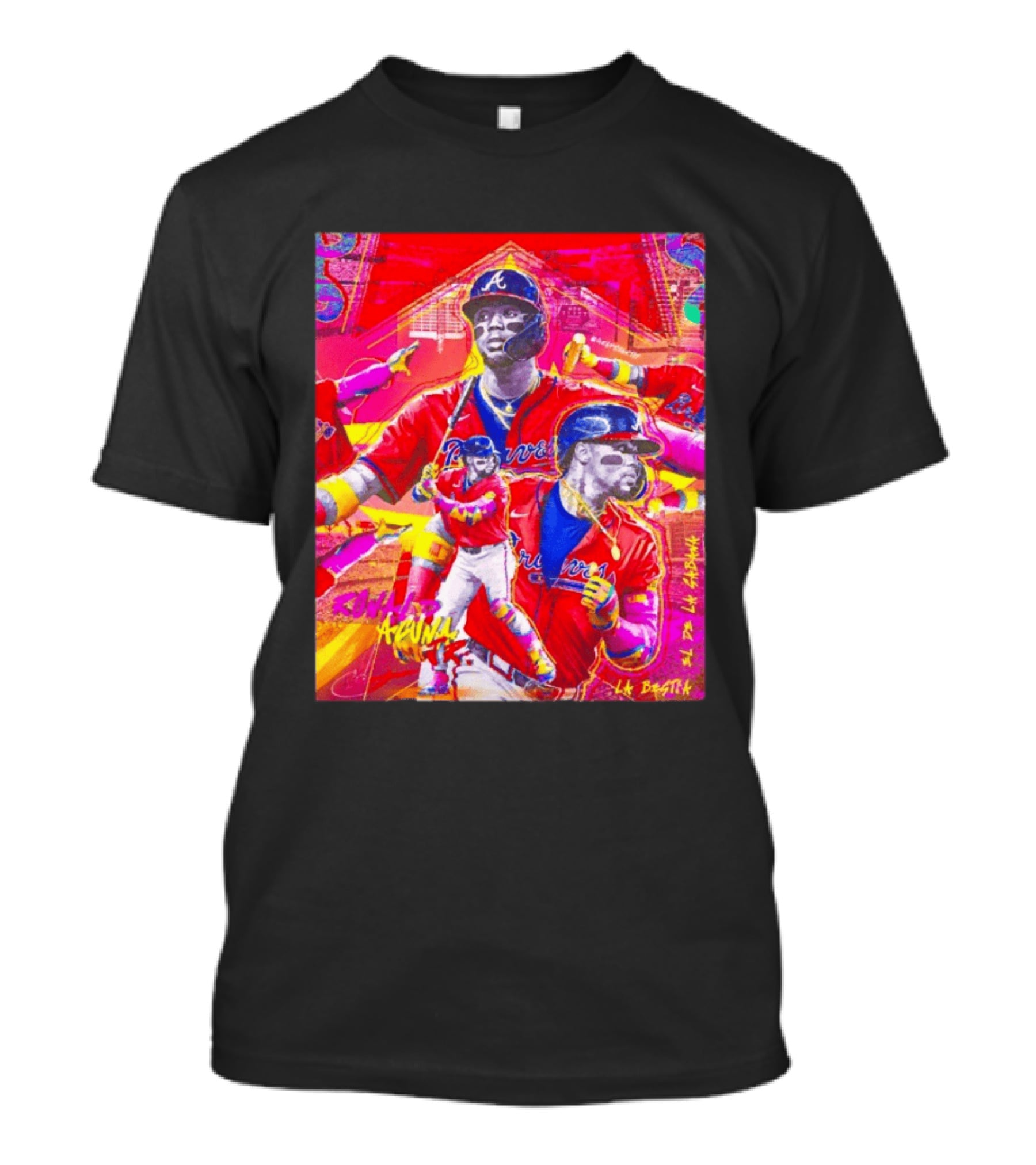 Ronald Acuña Jr Braves Atlanta Red Jersey Baseball Star Collage T-Shirt