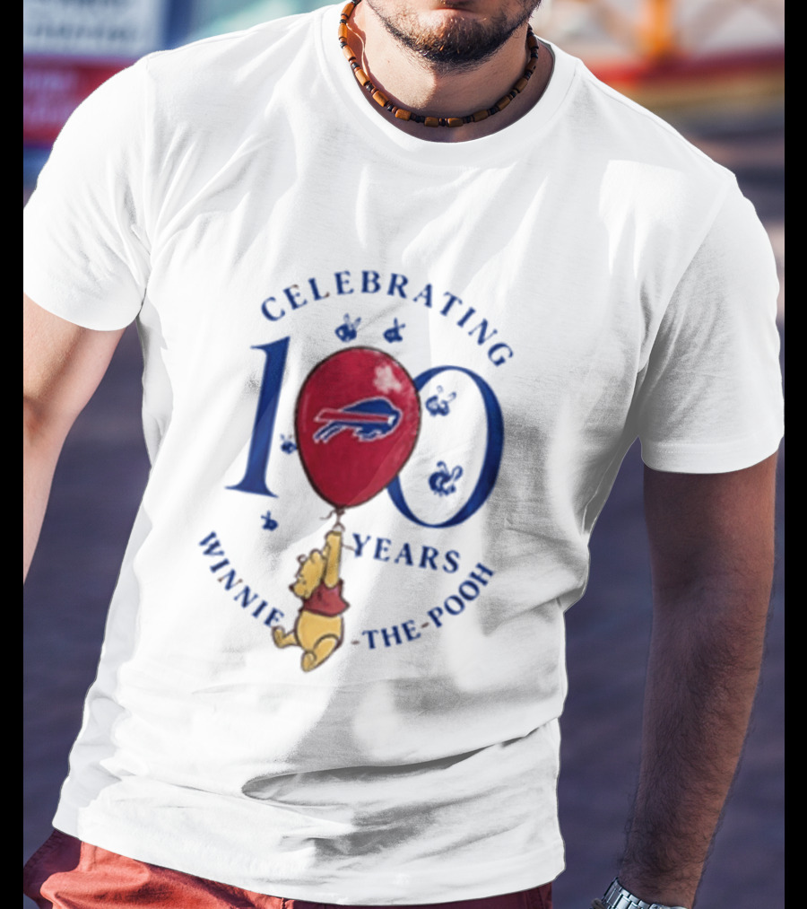 Celebrating 100 Years Winnie The Pooh Buffalo Bills Balloon T-Shirt