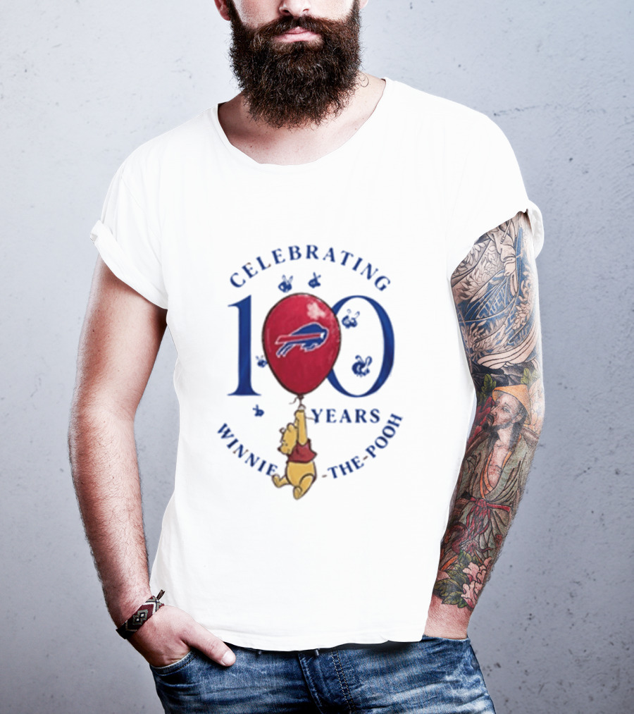 Celebrating 100 Years Winnie The Pooh Buffalo Bills Balloon T-Shirt