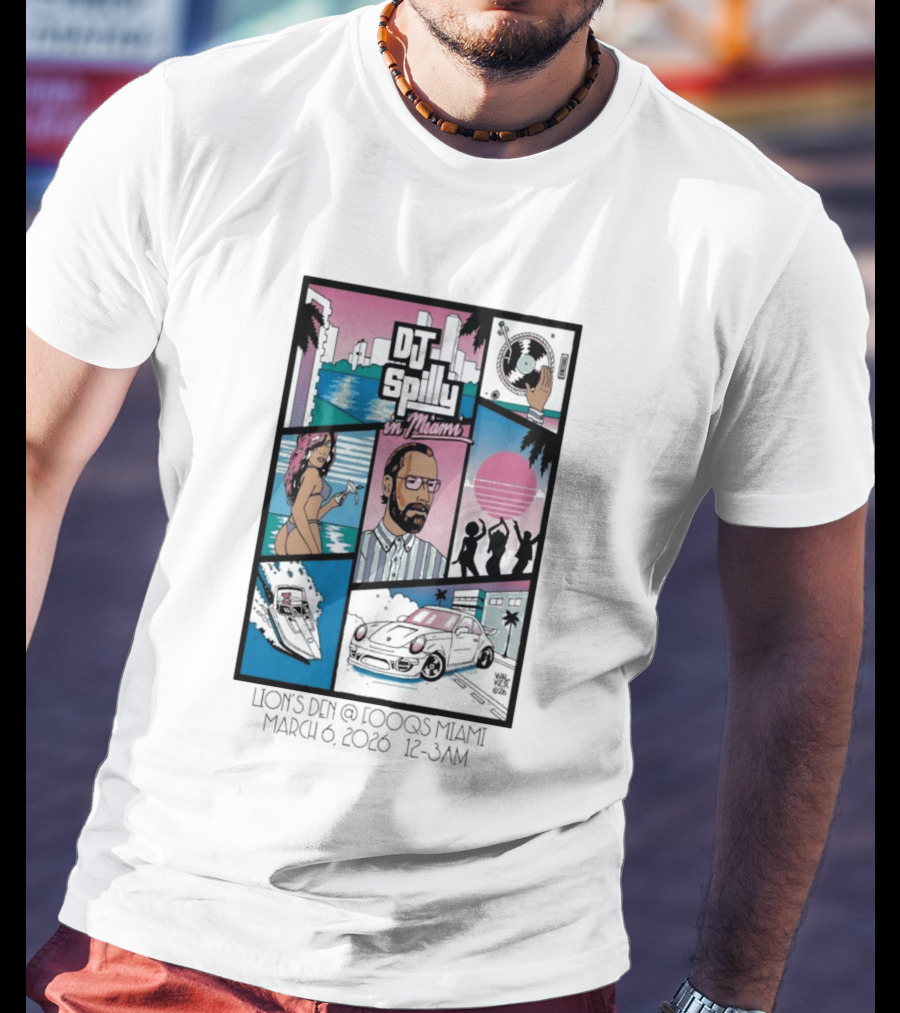 DJ Spilly In Miami March 6 2026 Iconic Nightlife Vibes T-Shirt