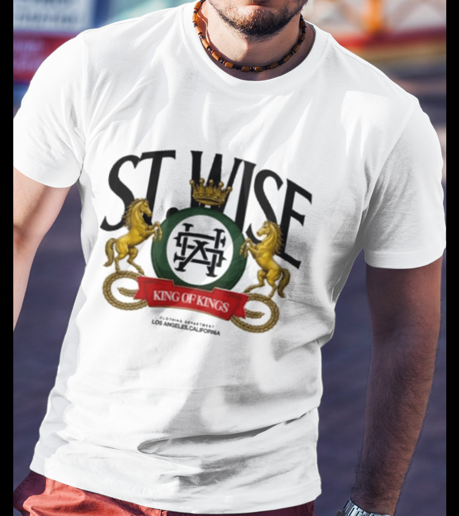 ST Wise Crowned Horse Emblem Los Angeles California T-Shirt