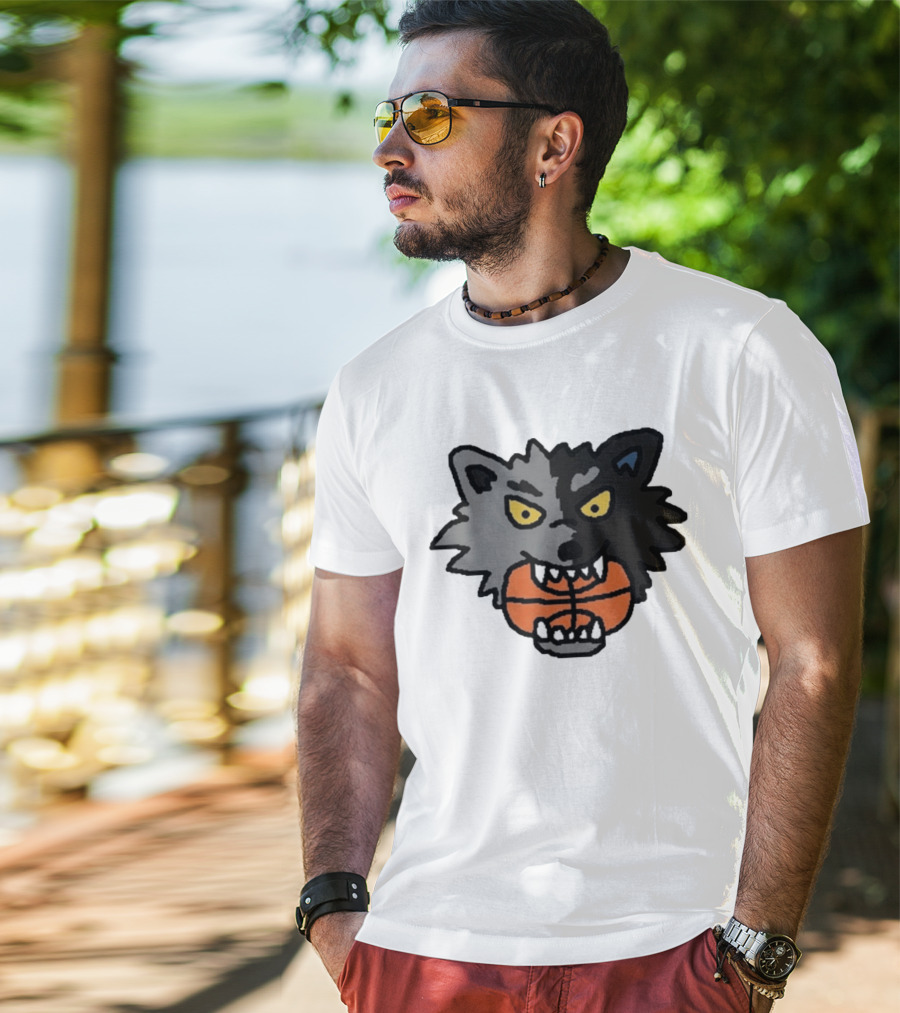 Timberwolves New Profile Pic Two Tone Wolf With Basketball T-Shirt