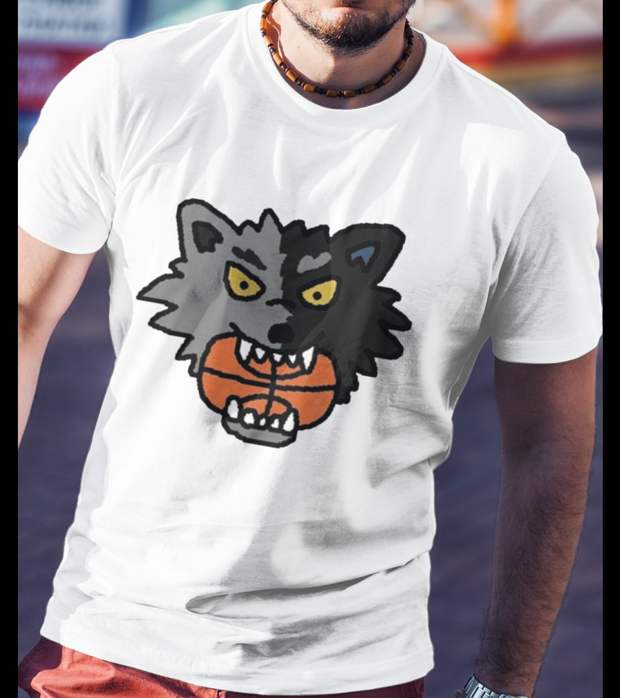 Timberwolves New Profile Pic Two Tone Wolf With Basketball T-Shirt