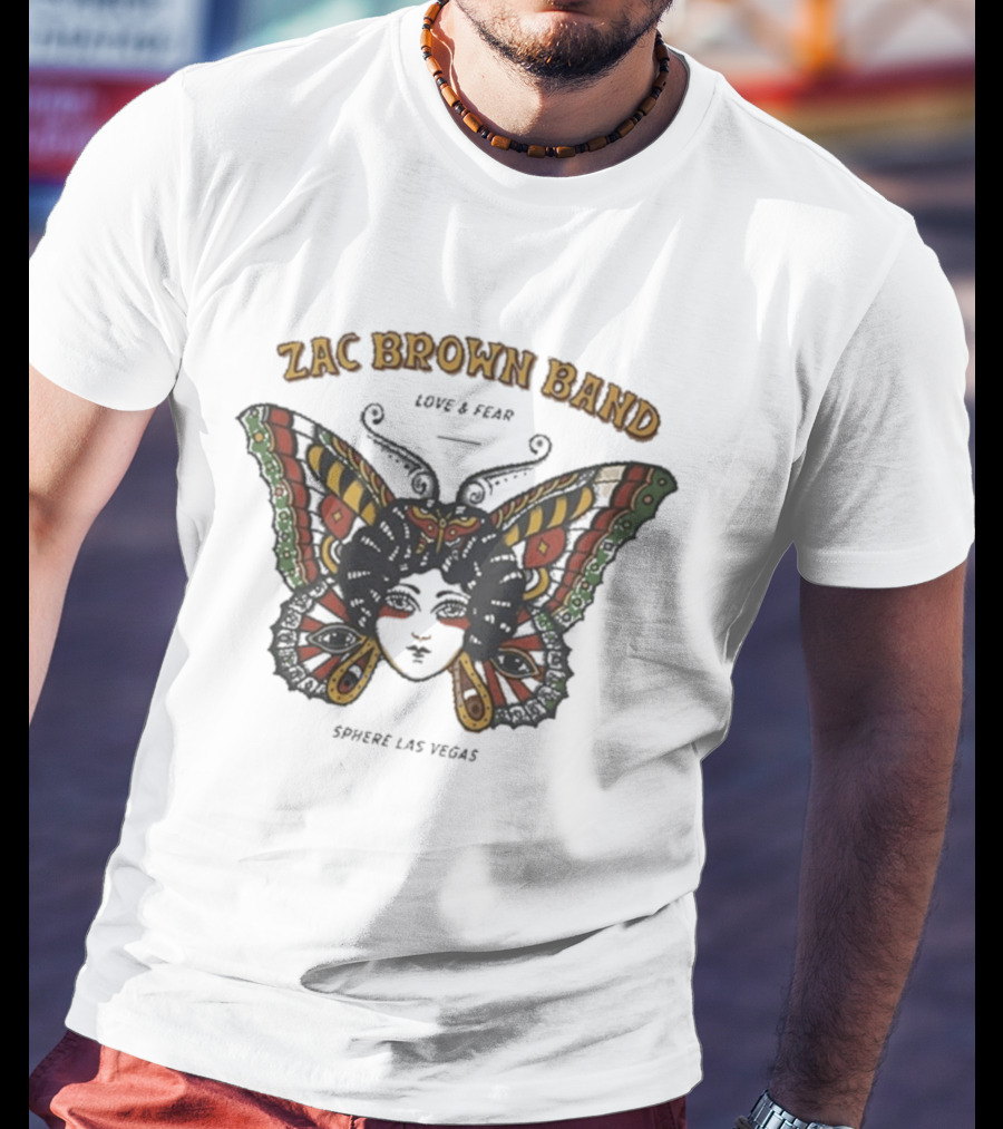 Zac Brown Band Love Fear Sphere Las Vegas Butterfly Lady T-Shirt