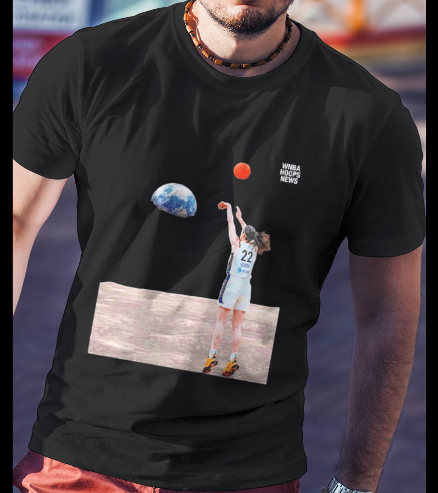 Caitlin Clark Indiana Fever WNBA Shooting Basketball On Lunar Surface T-Shirt