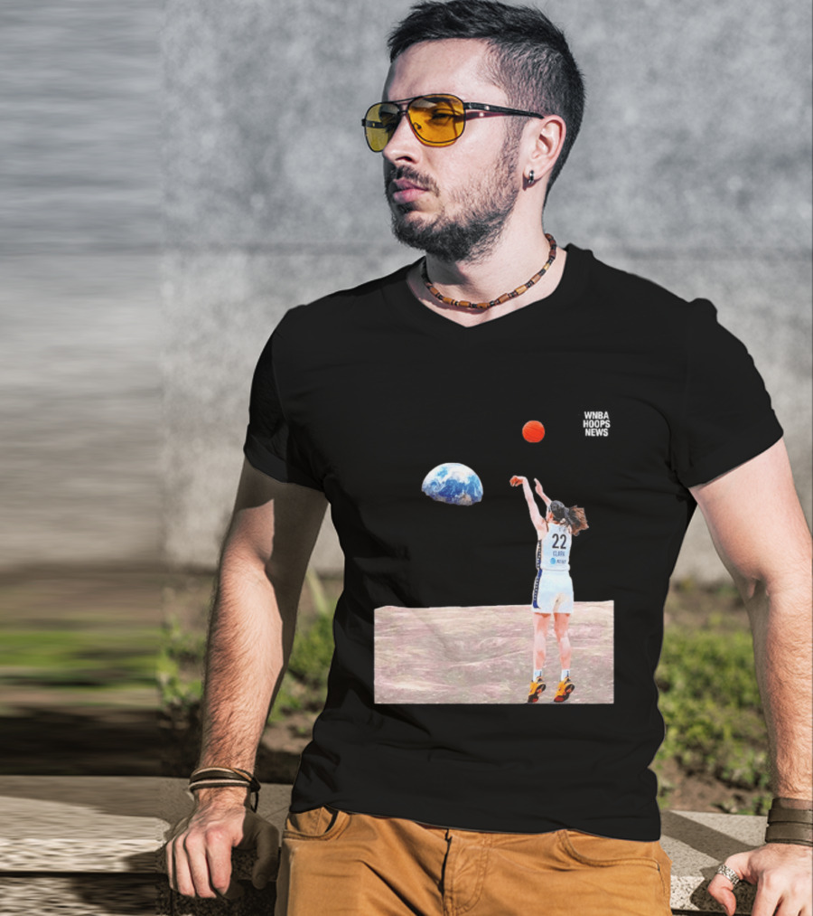 Caitlin Clark Indiana Fever WNBA Shooting Basketball On Lunar Surface T-Shirt