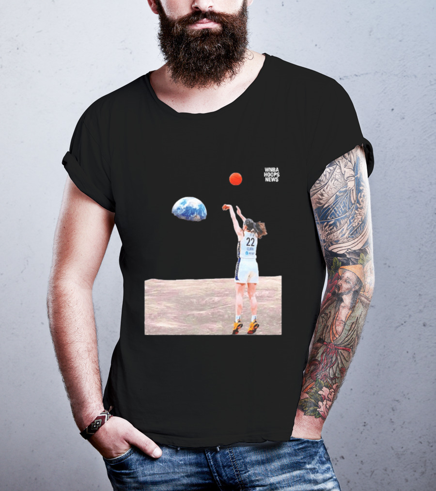 Caitlin Clark Indiana Fever WNBA Shooting Basketball On Lunar Surface T-Shirt