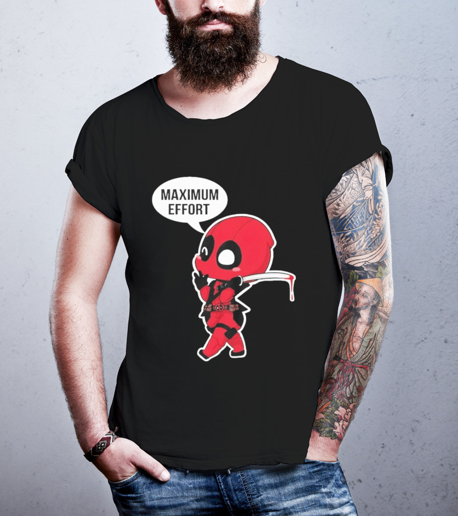 Deadpool Chibi Costume Maximum Effort Speech Bubble T-Shirt
