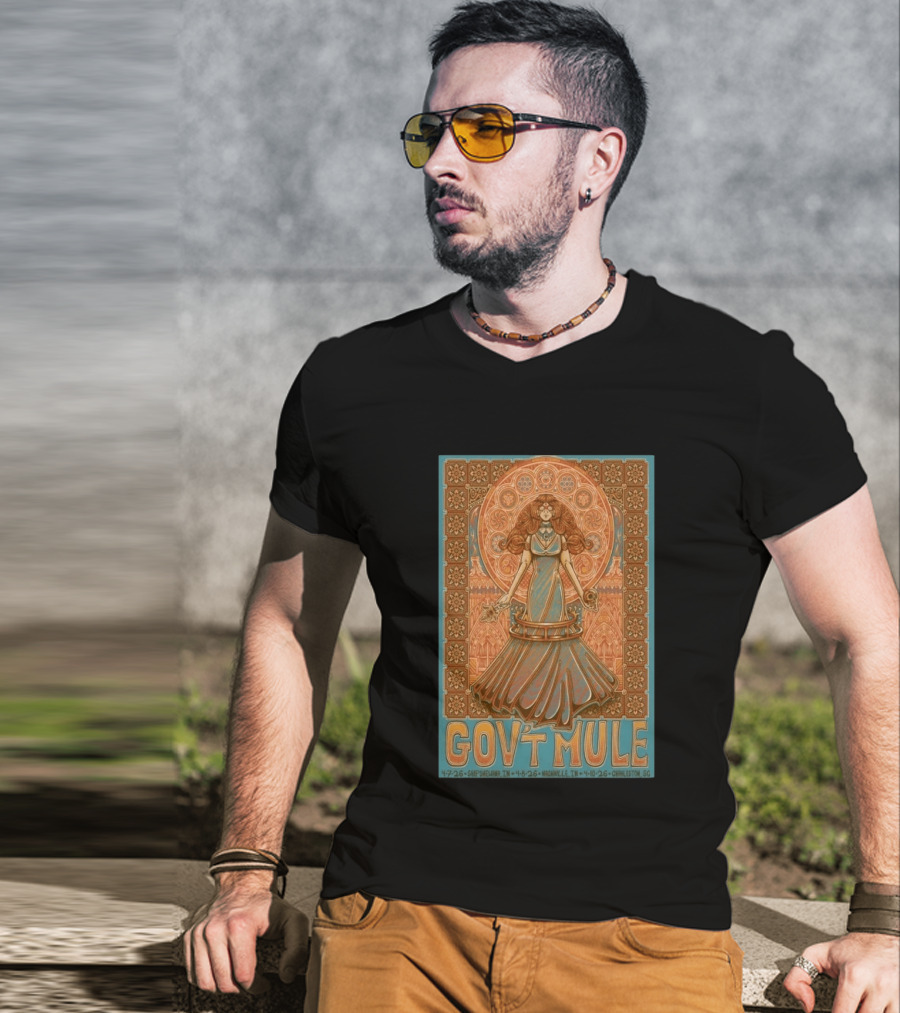 Gov't Mule Nashville IN Apr 8 2026 Psychedelic Art Nouveau Music Event T-Shirt
