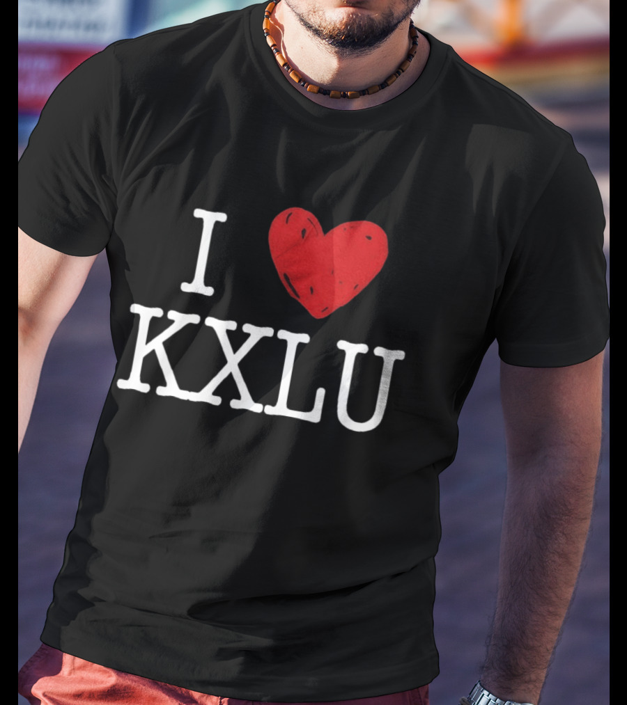 I Love KXLU Radio Station Red Heart T-Shirt