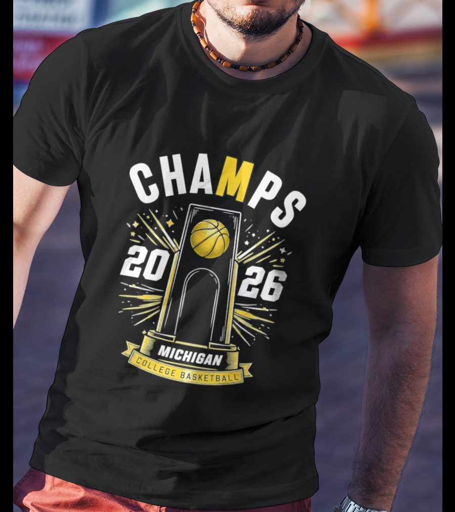 Michigan B.A.S. Champs 2026 College Basketball Victory T-Shirt
