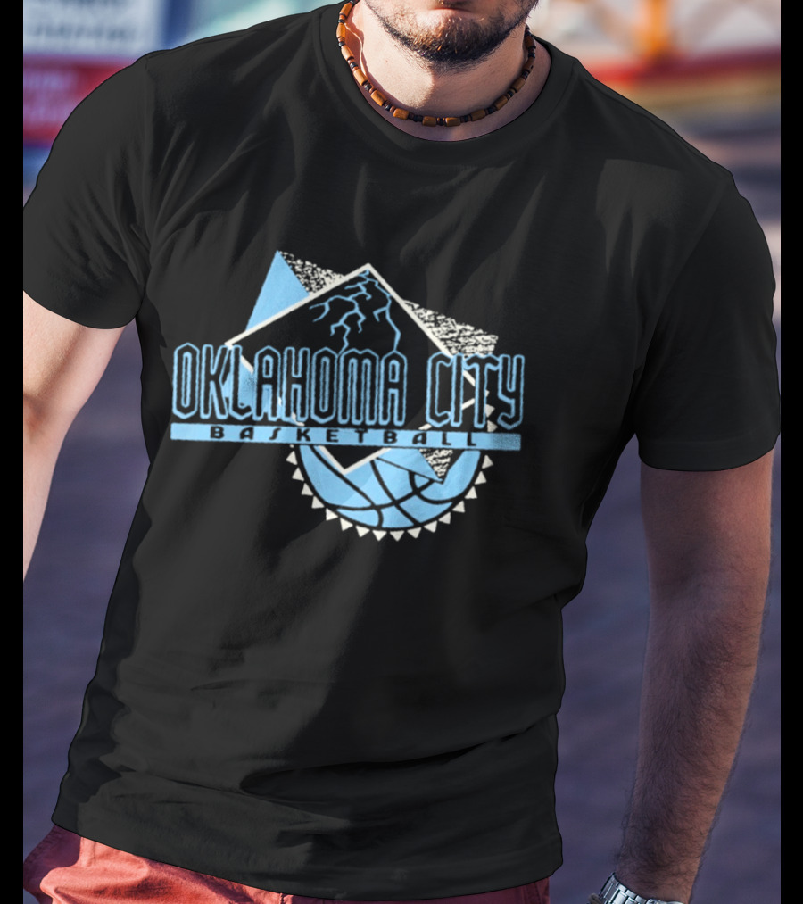 Oklahoma City Basketball Mountain And Basketball Hoop T-Shirt