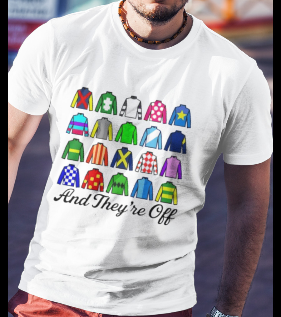 And They're Off Jockey Silks Colorful Patterns Racing T-Shirt