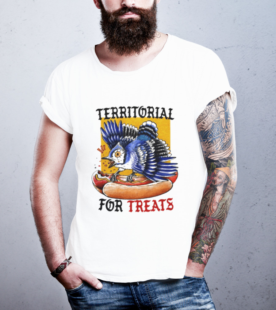 Territorial Bird With Hotdog For Treats T-Shirt