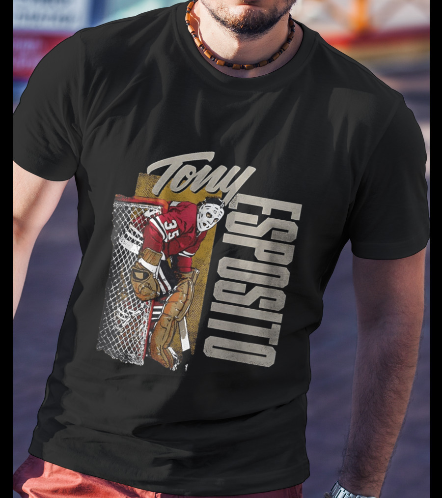 Tony Esposito Chicago Blackhawks NHL 35 Hockey Legend Iconic Goalie Save T-Shirt