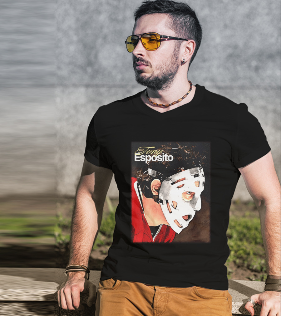 Tony Esposito Chicago Blackhawks NHL Mask Retro Hockey T-Shirt