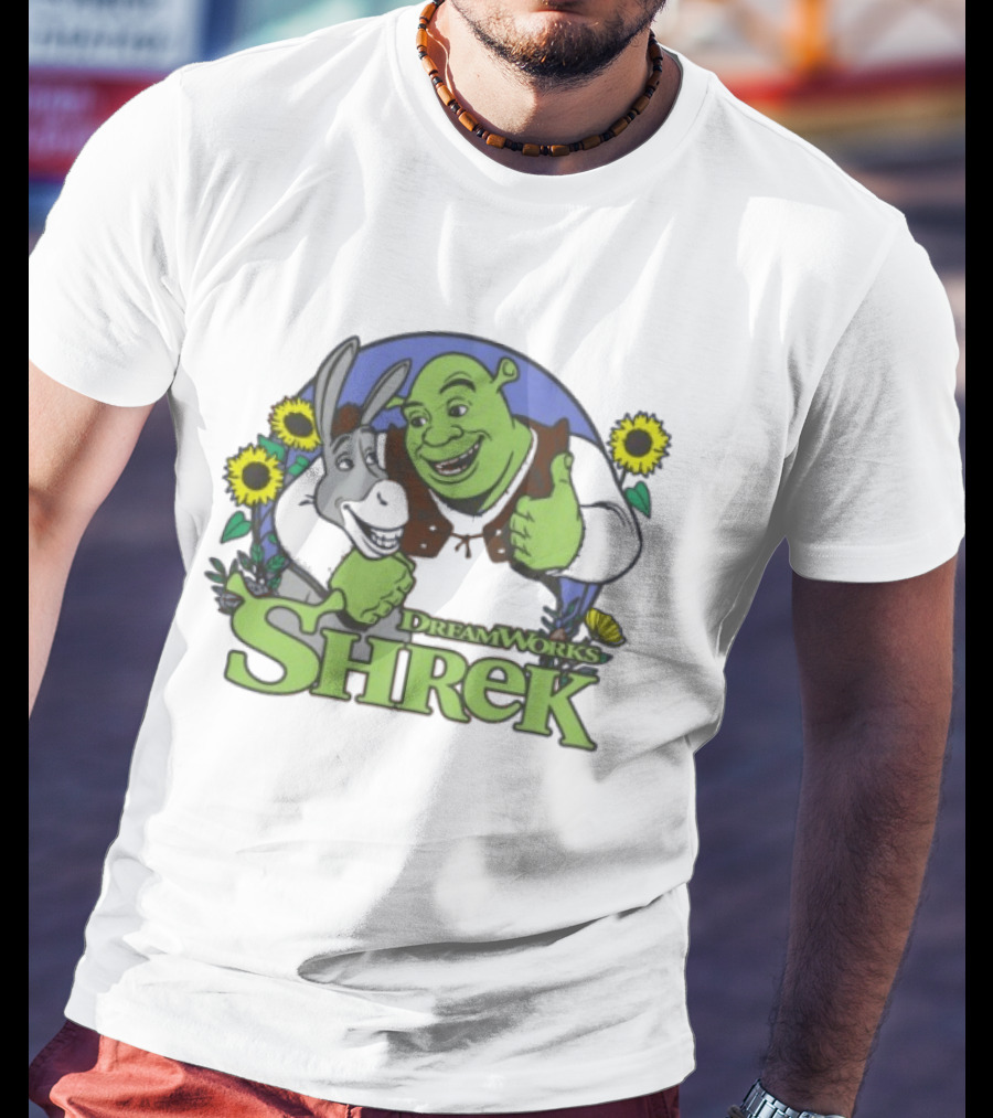 Shrek Donkey Thumbs Up Sunflowers DreamWorks T-Shirt