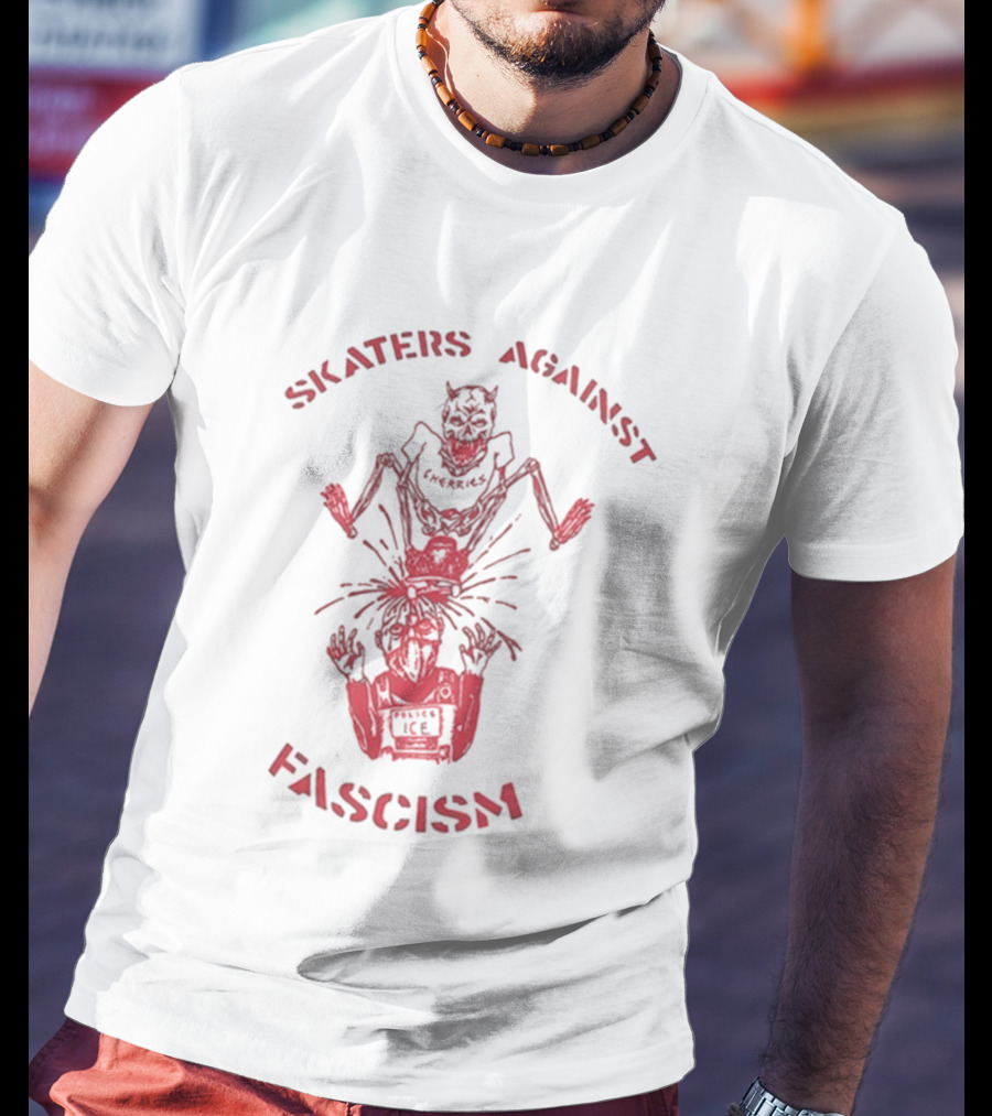 Skaters Against Fascism Cherries Wheels S.A.F Devil T-Shirt