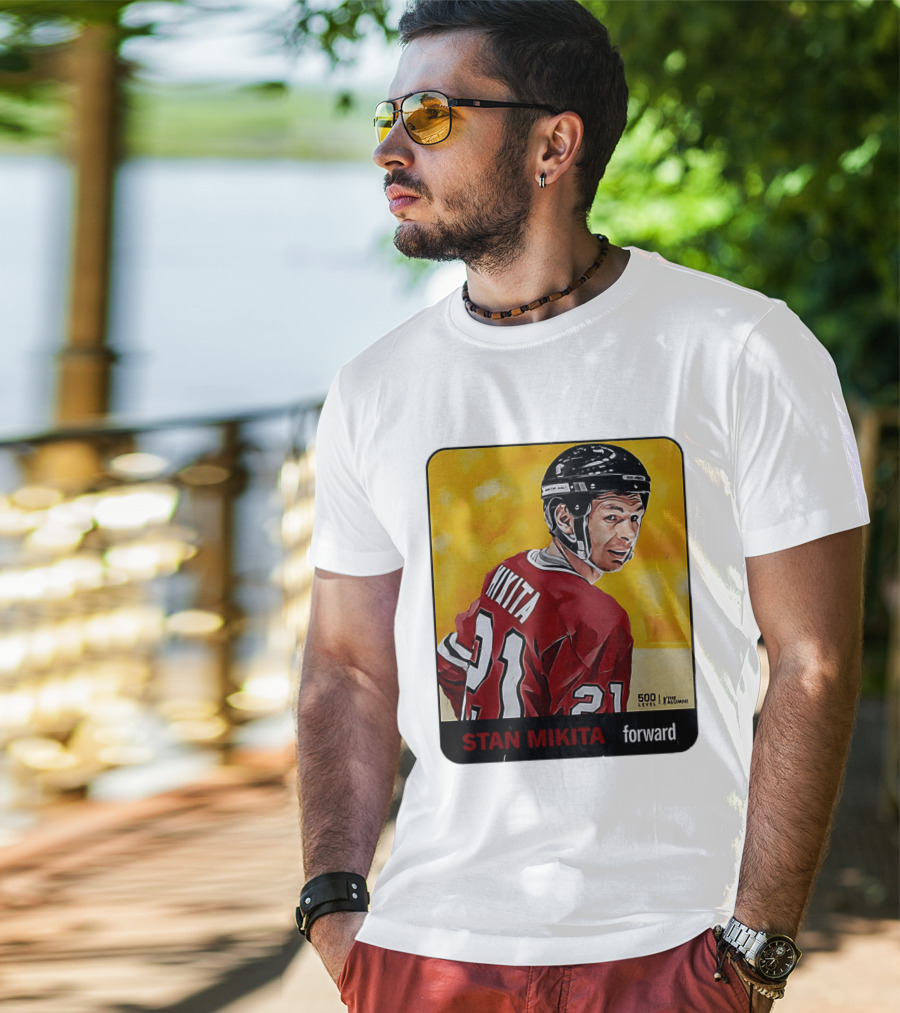Stan Mikita Forward Chicago Blackhawks NHL Alumni Card 500 Level T-Shirt