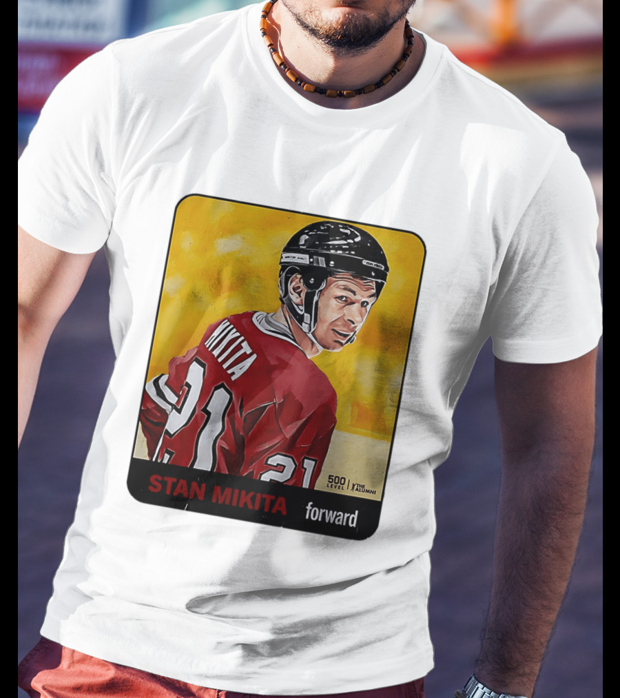 Stan Mikita Forward Chicago Blackhawks NHL Alumni Card 500 Level T-Shirt