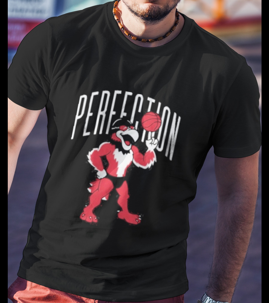 Perfection Basketball Mascot Red And White T-Shirt