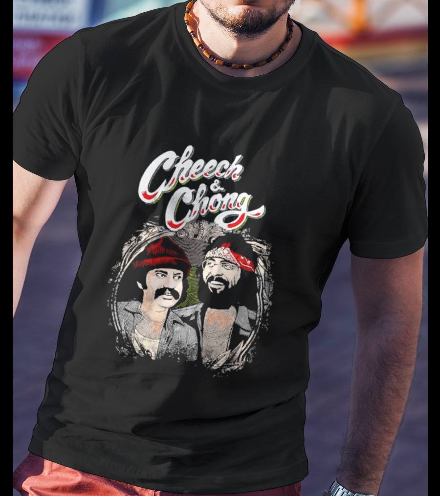Cheech And Chong Vintage Red Bandana And Beanie Comic Duo T-Shirt