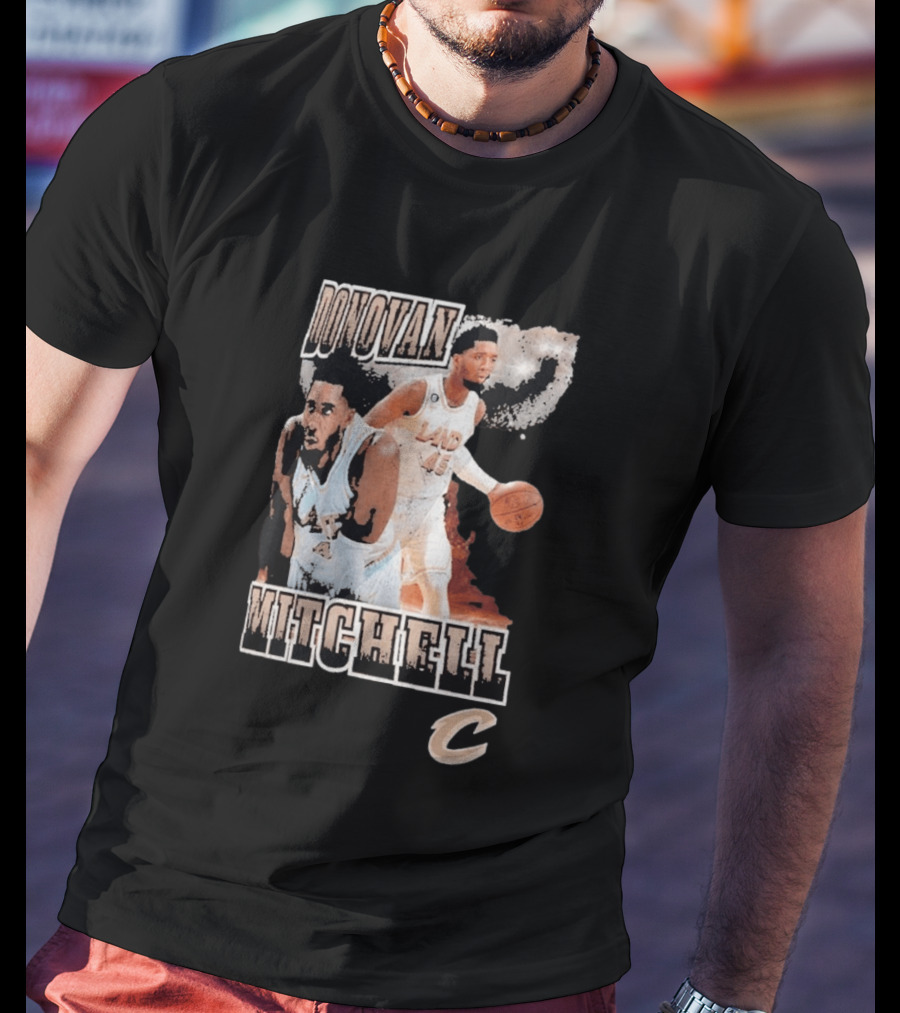 Donovan Mitchell Cleveland Cavaliers Player Portrait With Team T-Shirt