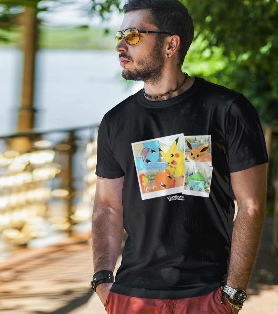Pokemon Squirtle Pikachu Charmander Waterfront Adventure T-Shirt