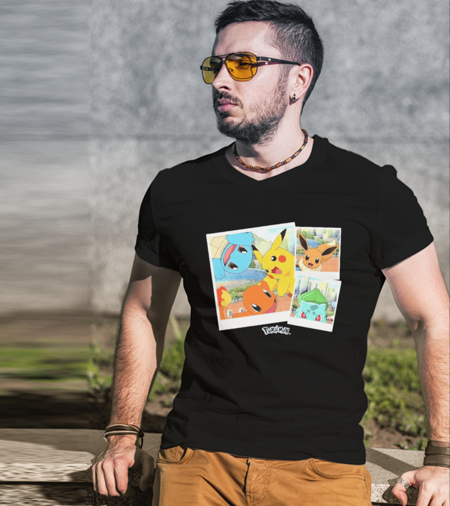 Pokemon Squirtle Pikachu Charmander Waterfront Adventure T-Shirt