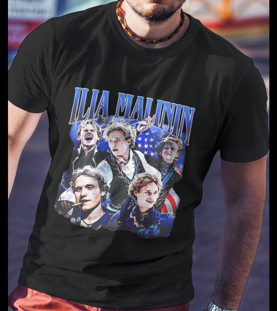 Ilia Malinin Quad Jump Legend Ice Skating American Flag T-Shirt