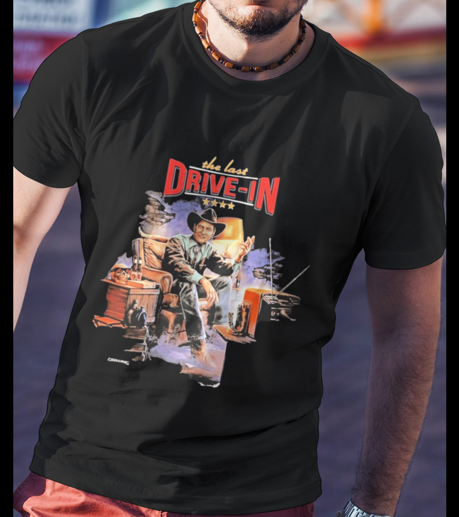 The Last Drive In Cowboy Host With Retro TV And Classic Horror Vibes T-Shirt